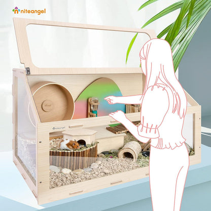 Niteangel Vista Hamsterkäfig MDF Aspen Kleintierkäfig für syrische Zwerghamster (M) 103.4 x 57.7 x 58.2cm (L) 119.6 x 57.7 x 68.3cm