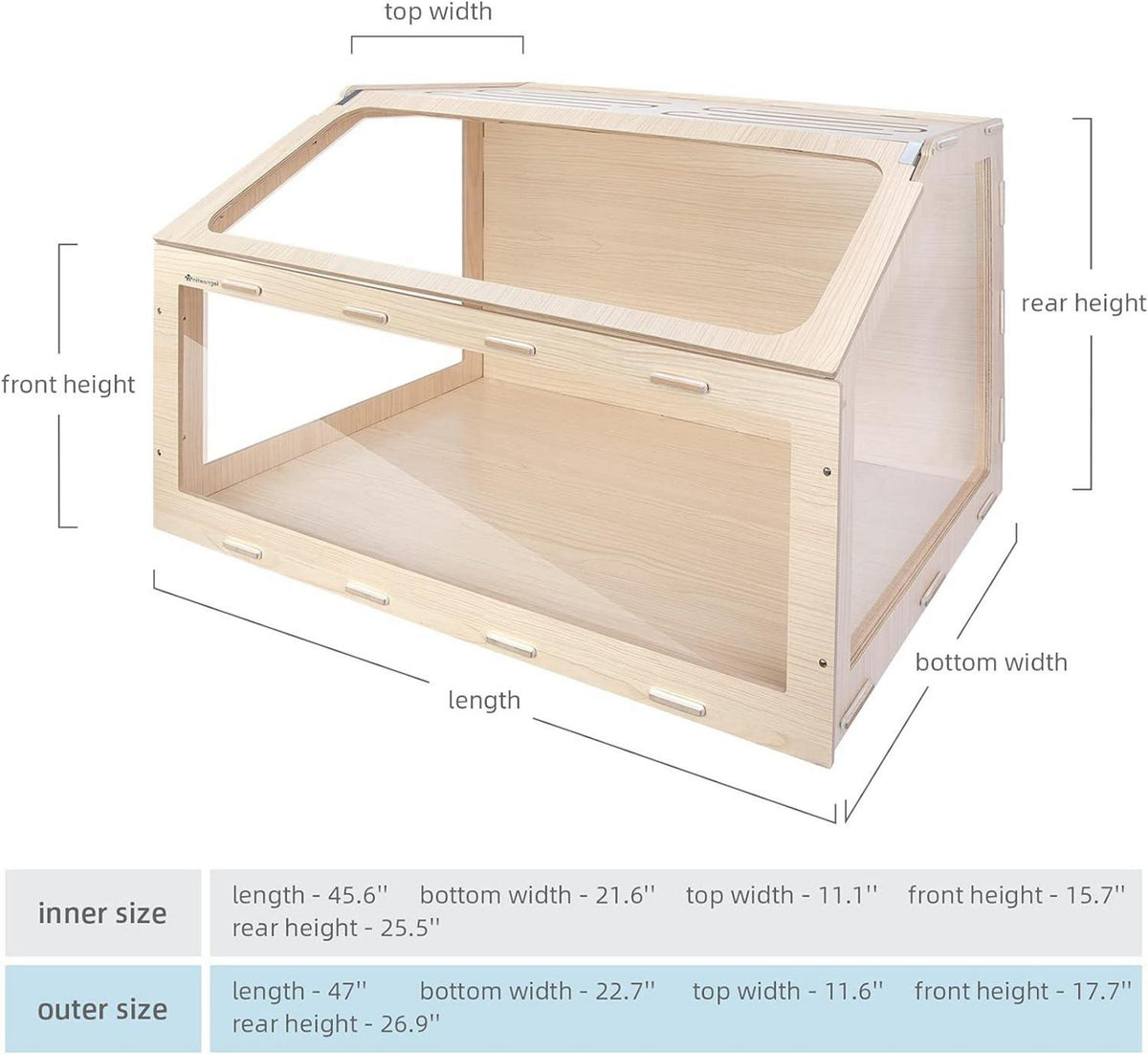 Niteangel Hamsterkäfig mit schräger Öffnung - MDF Aspen Kleintierkäfig für