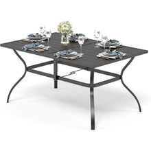 Gartentisch für 6 Personen Stahl Rahmen 152×95cm Schwarz mit