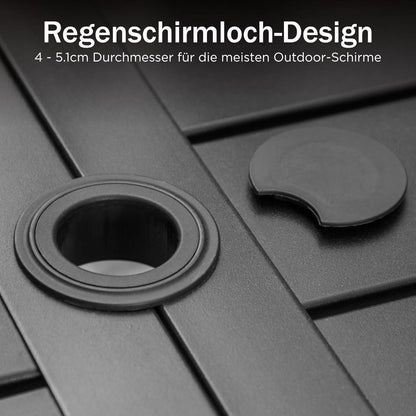 Gartentisch für 6 Personen Stahl Rahmen 152×95cm Schwarz mit
