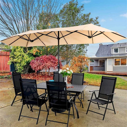 PHIVILLA Gartentisch für 6 Personen Stahl 152x95cm mit Schirmloch Schwarz