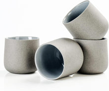 Japanische Keramik Teetassen Set 205ml Dunkelgrau 4er-Pack