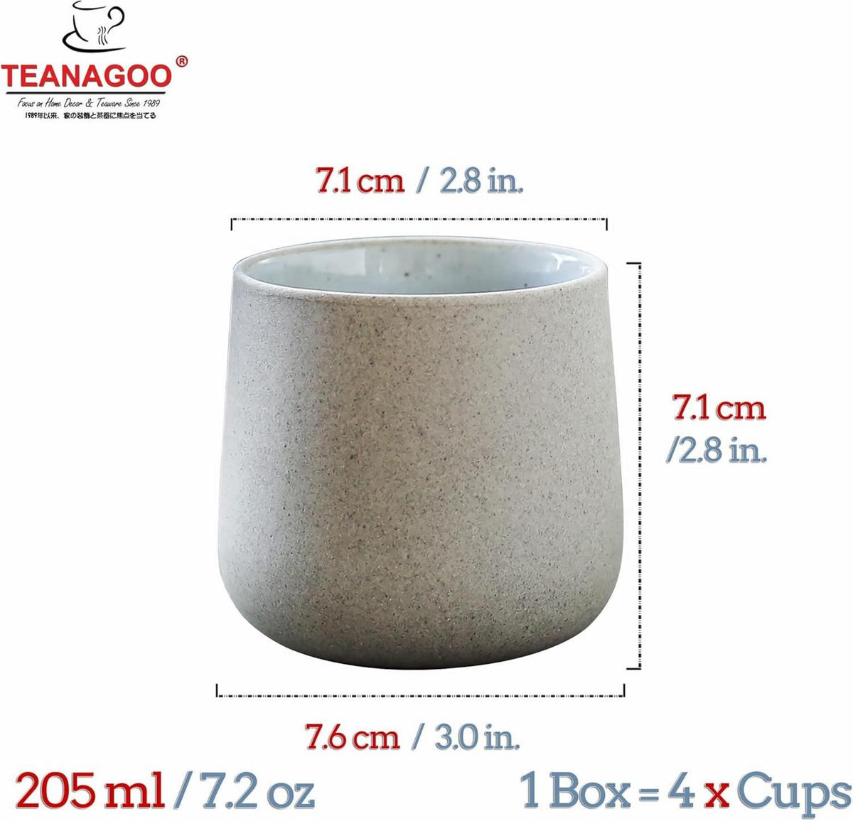 Japanische Teetassen Keramik Dunkelgrau 205ml Tee Set 4