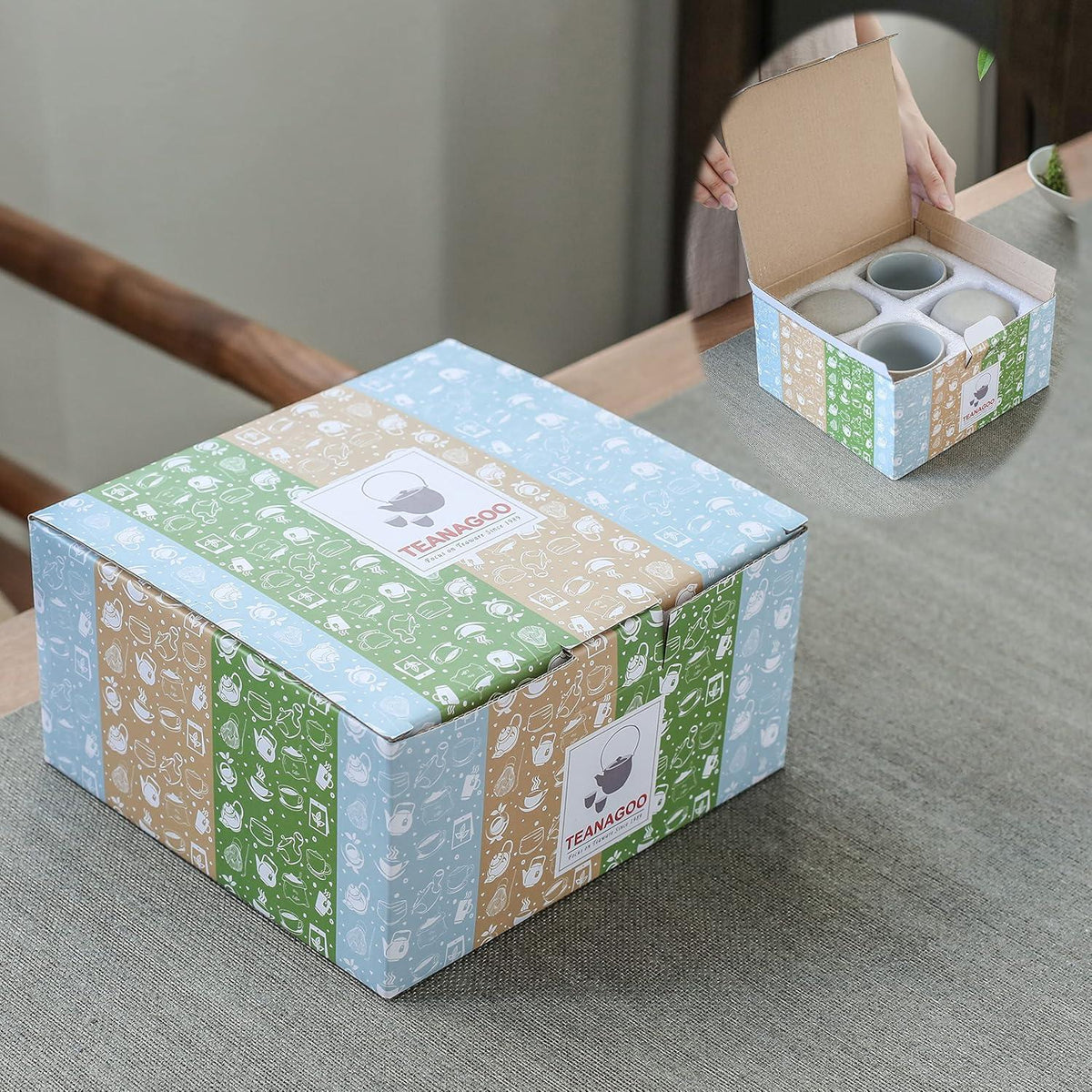 Japanische Teetasse Keramik 205 ml Dunkelgrau Set 4stk