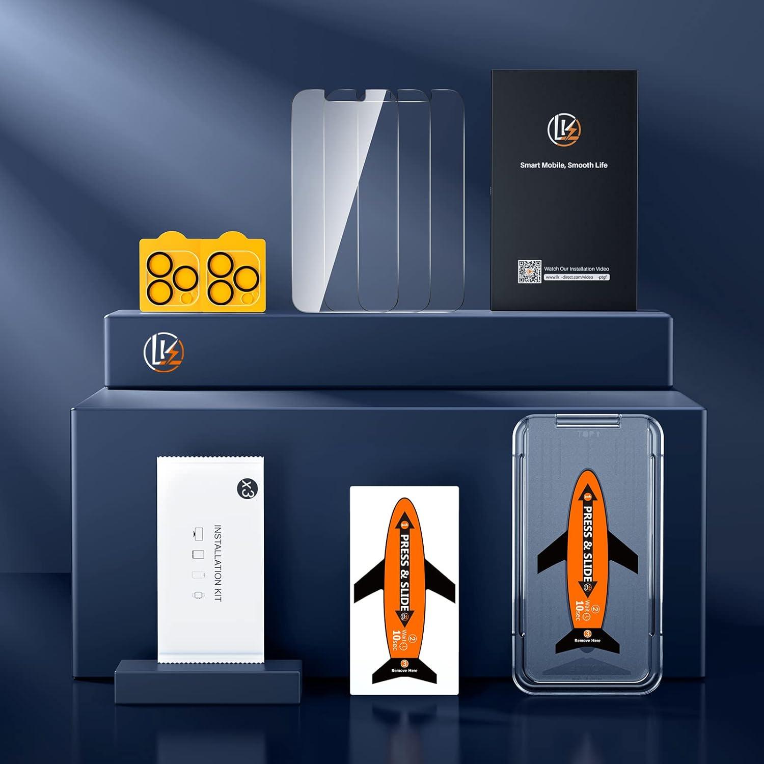 Panzer Schutzglas Set für iPhone 13 Pro, 3x Displayschutz 3x Kamera Schutz, 9H Härte Folie