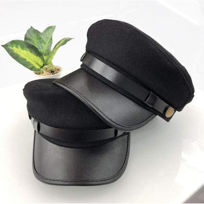 Retro Militärmütze Schwarz – Baumwolle, Medium