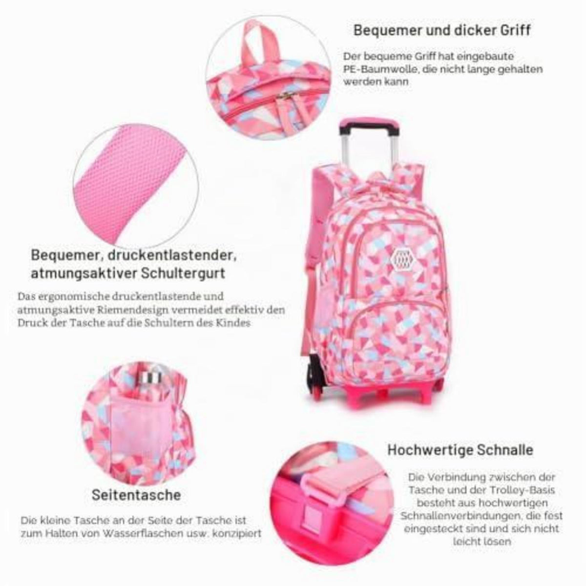 Rucksack mit Rollen für Kinder – Schultrolley Blau, Klasse 3-12