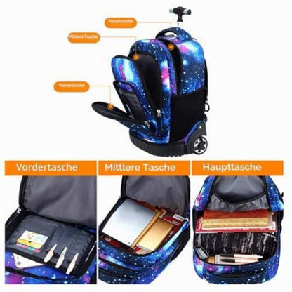 Trolley Rucksack Sternenviolett – Multifunktionaler Schulrucksack für Jungen & Mädchen