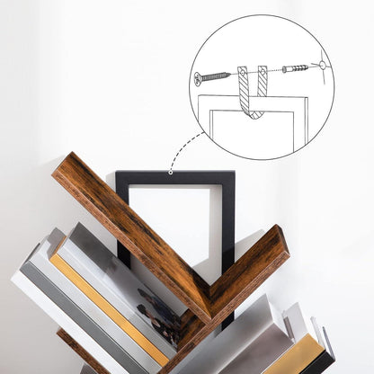 Bücherregal Baumform 9 Ebenen Holz Metall Vintagebraun