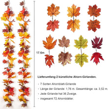2 Stück künstliche Ahornblätter Girlande 176cm Herbst