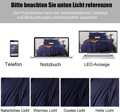 Soifox Bettwäsche 200x220 Marineblau Mikrofaser Sets bügelfrei knitterfrei Bettbezug 200 x 220 Kissenbezug 80x80 cm 2er Set Reißverschluss