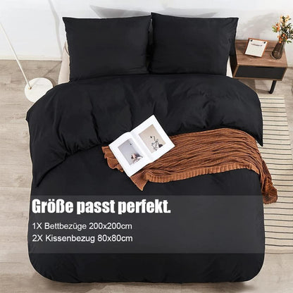 Schwarze Mikrofaser Bettwäsche 200x200 cm - Knitterfreies