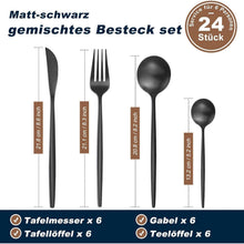 Besteckset Edelstahl 24 Teile für 6 Personen Matt Schwarz