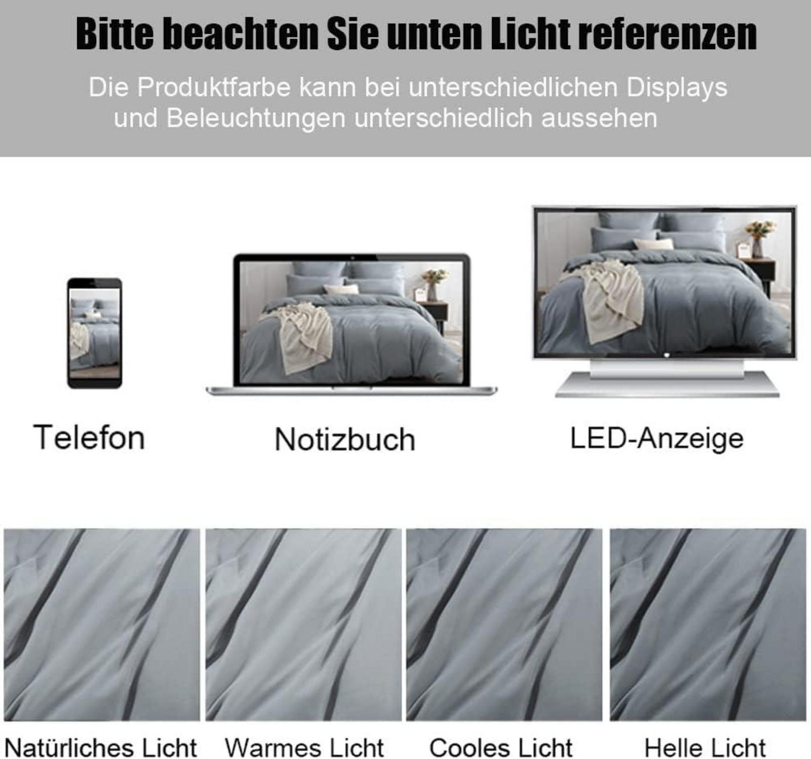 Soifox Bettwäsche 200x200 Set Grau Mikrofaser Reißverschluss 80x80cm