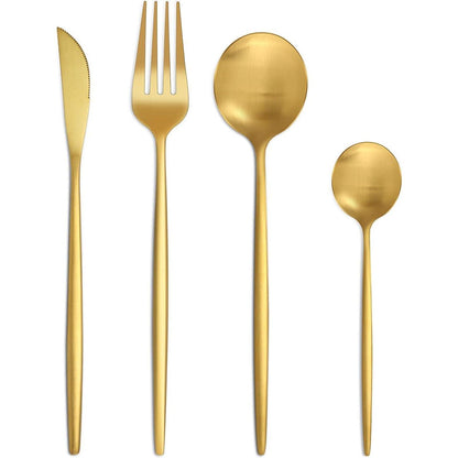Besteckset Edelstahl Matt Gold für 6 Personen, 24-teilig