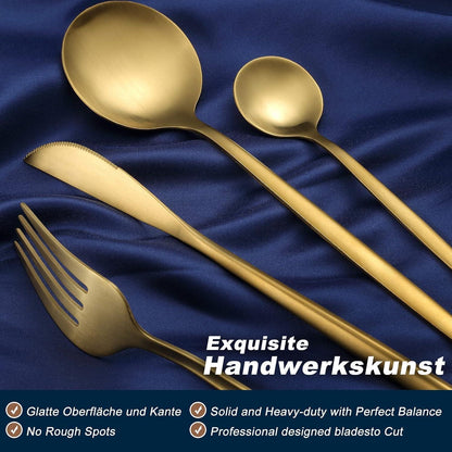 Besteckset Edelstahl Matt Gold für 6 Personen, 24-teilig