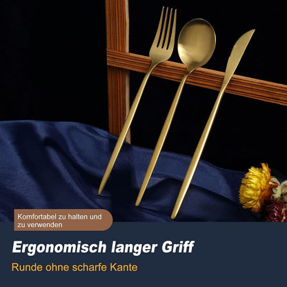 Besteckset Edelstahl Matt Gold für 6 Personen, 24-teilig