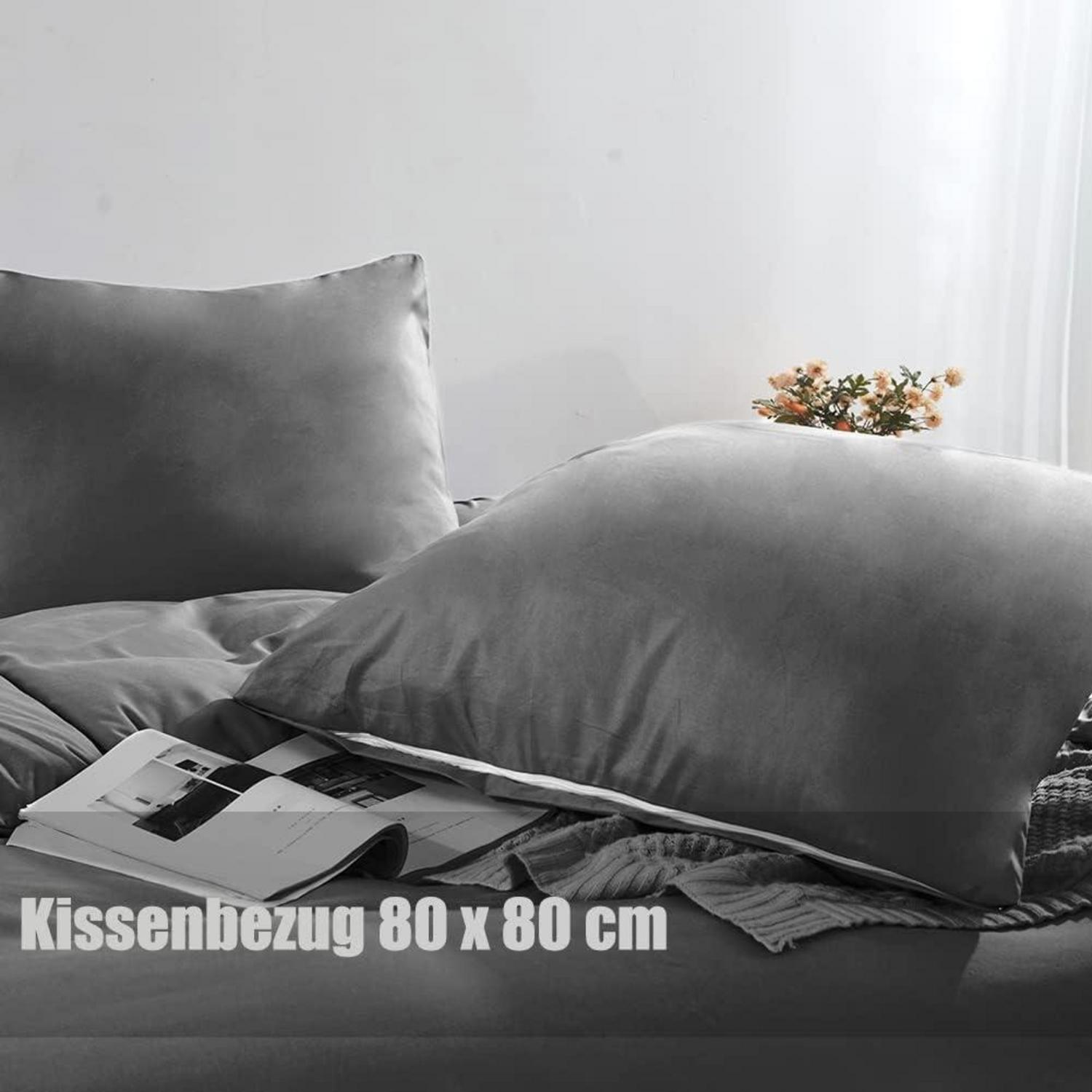 Soifox Bettwäsche 200x200 Grau Anthrazit Mikrofaser Knitterfrei 2er Set