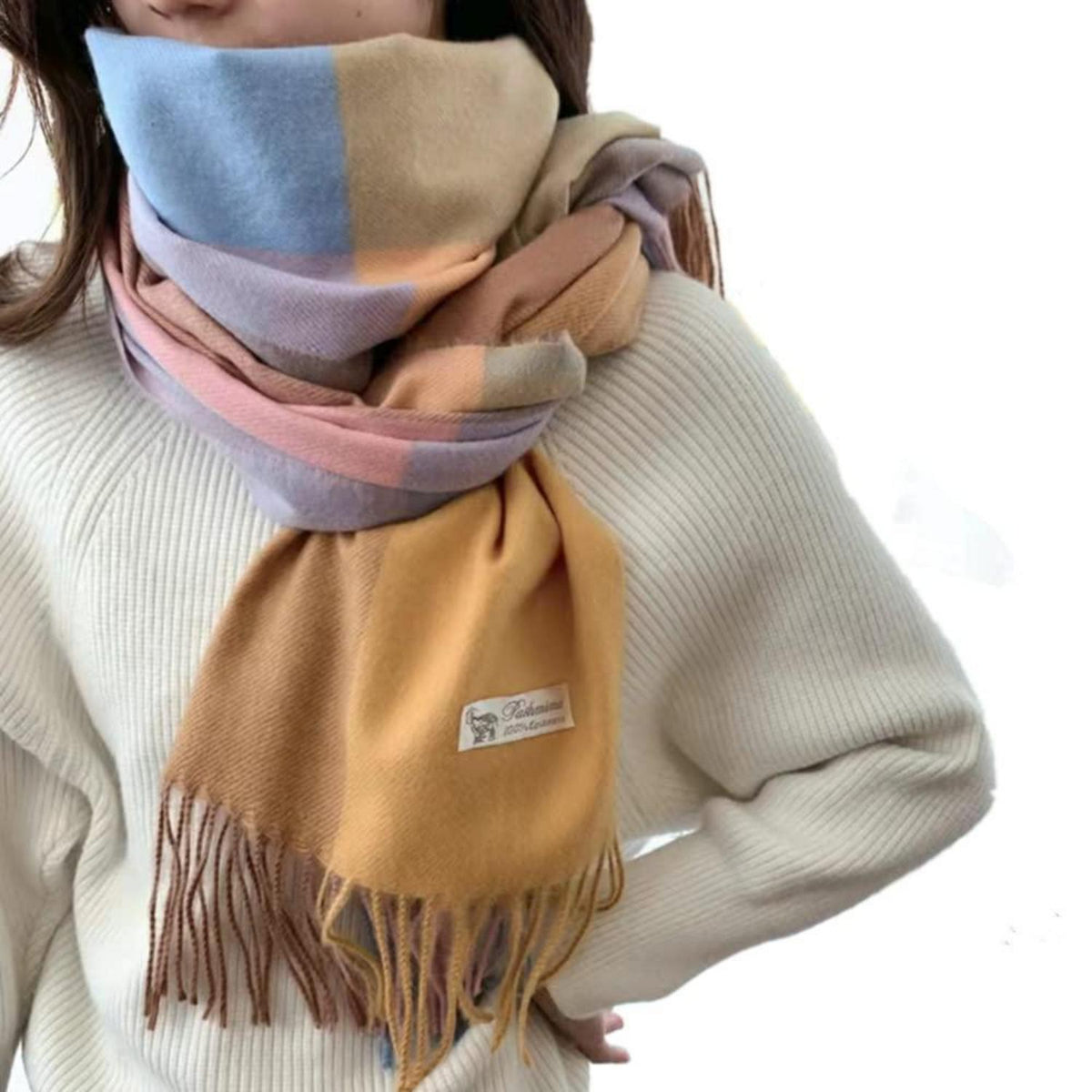 Winter Schal Damen Tartan Umschlagtuch mit Quaste