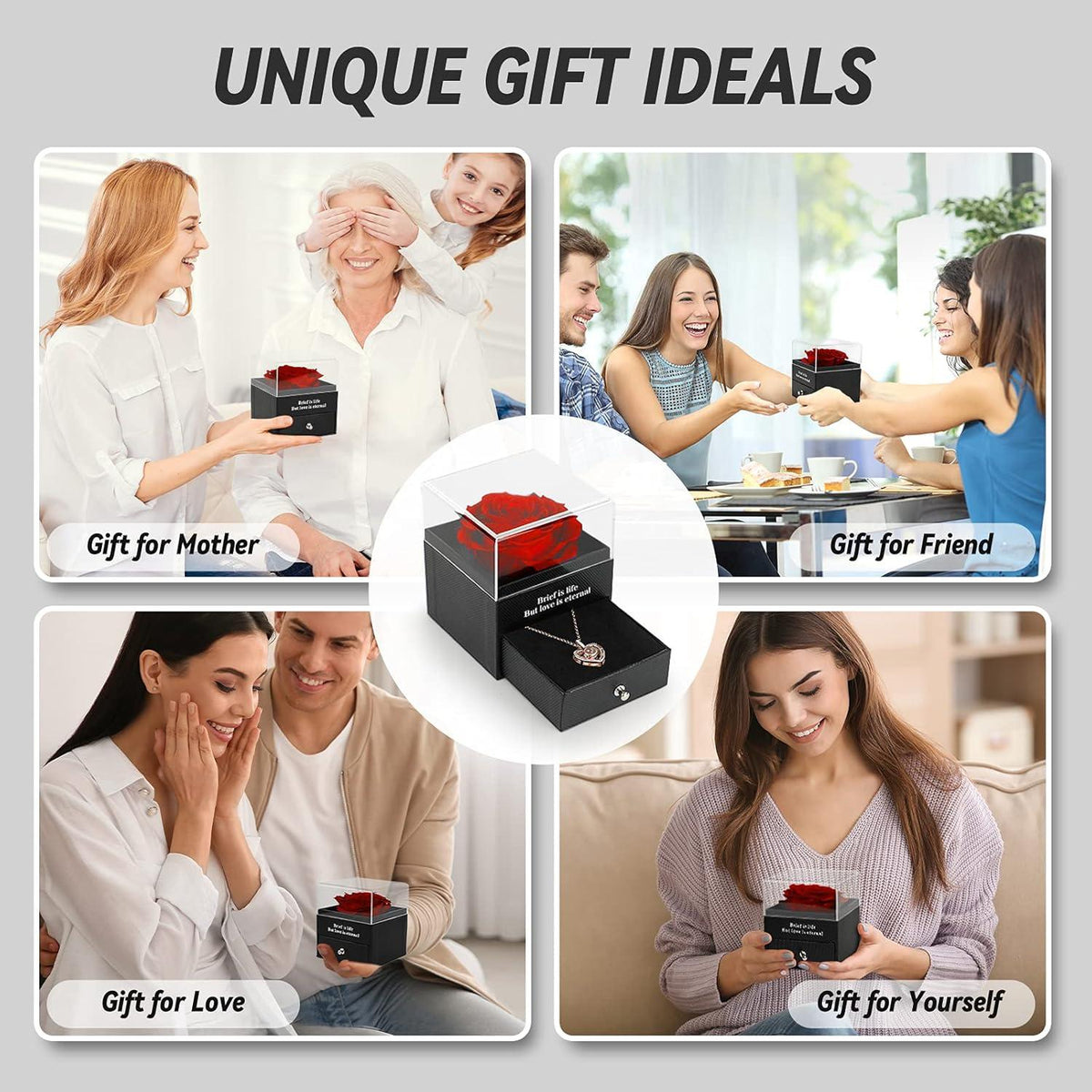 Ewige Rose I Love You Halskette Geschenkbox Valentinstag Muttertag Rot