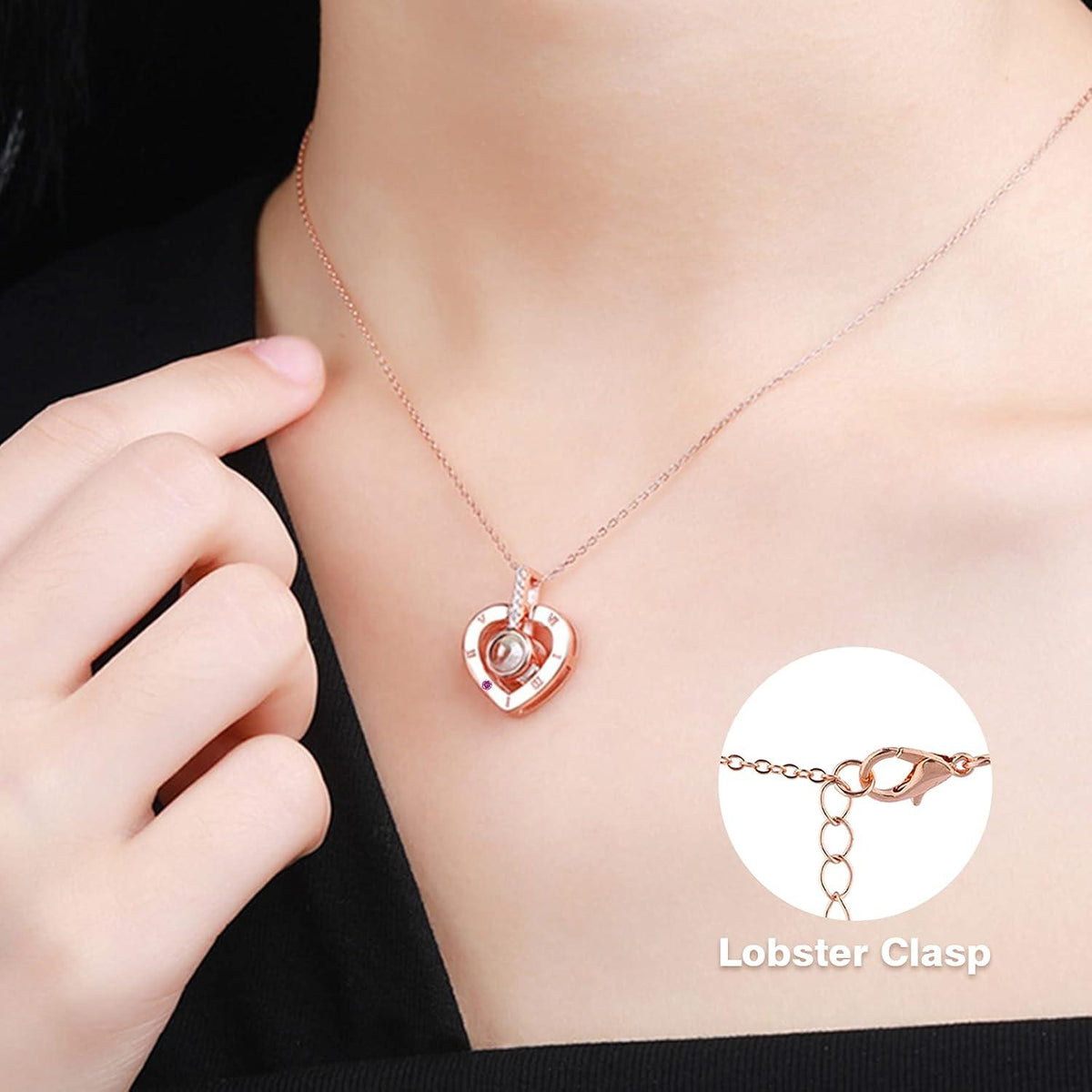 ADAZ Ewige Rose mit I Love You Halskette in Geschenkbox Rot
