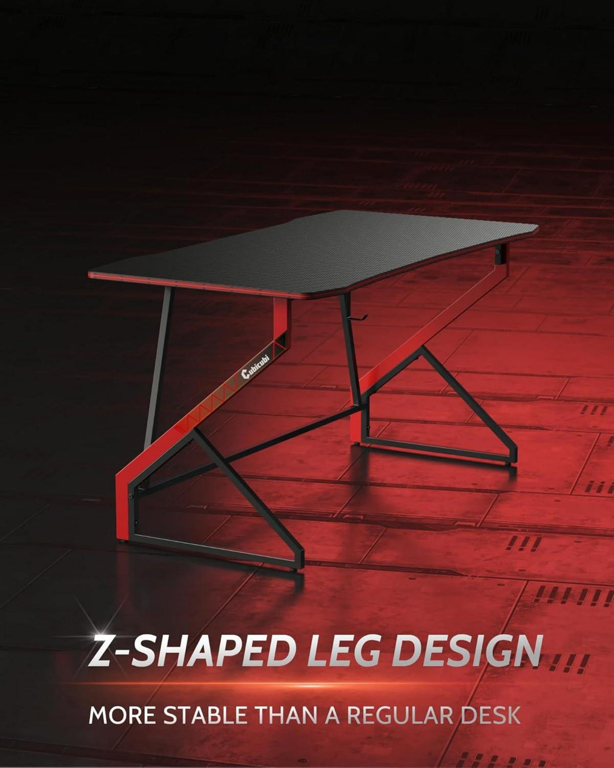Gaming Schreibtisch Kohlefaser Schwarz 100x60cm PC Tisch Kopfhörerhaken