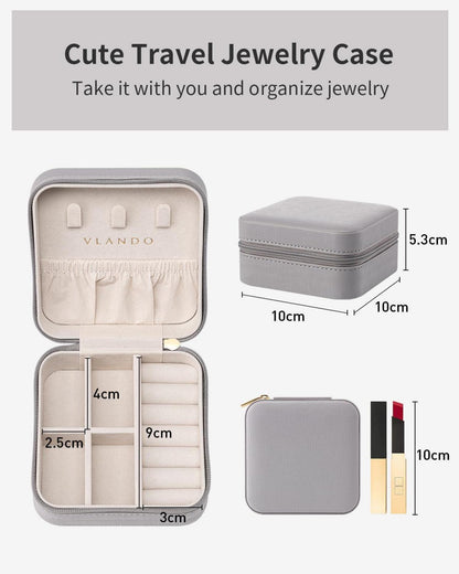 Vlando Schmuckkästchen Damen Leder Box Ringe Ohrringe Ketten