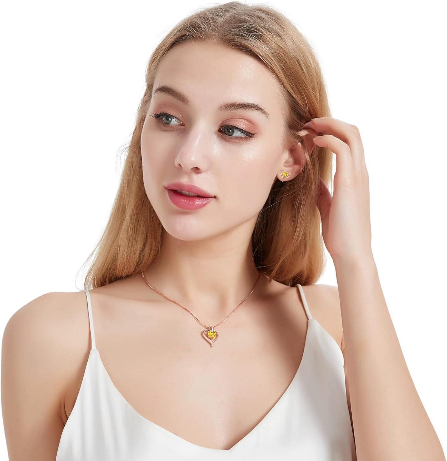 925 Silber Herzkette mit Rosegold Herzanhänger für Damen