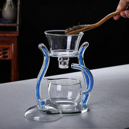Glas-Teekanne Set mit Infusor & Rotation – Blau