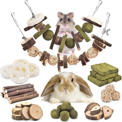 ERKOON 70PCS Kaninchen Spielzeug Natur Timothy-Gras Kauspielzeug