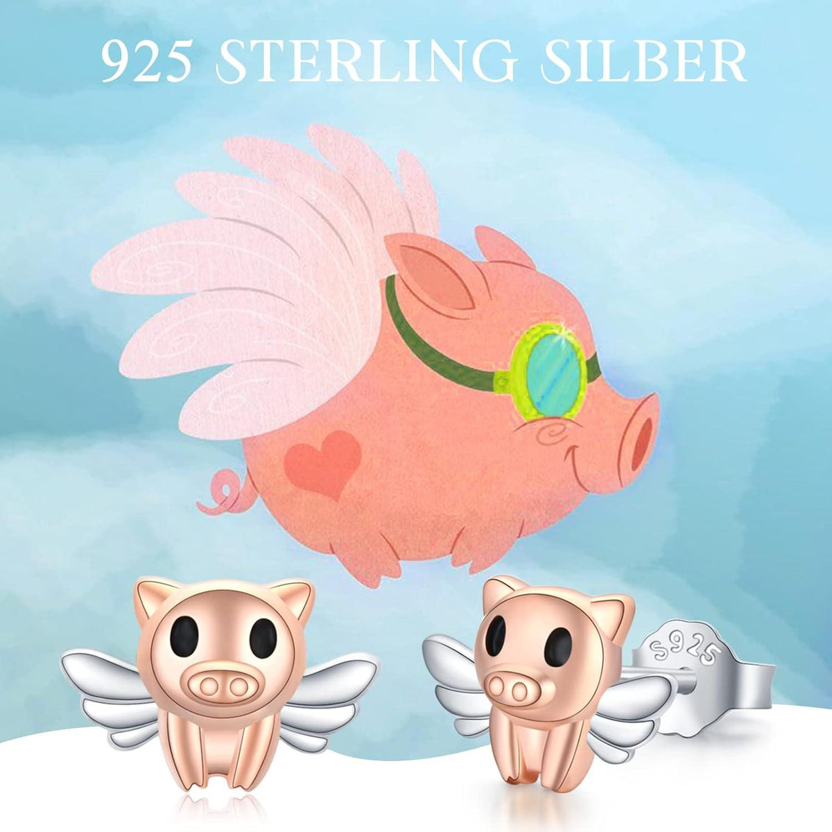Schwein Ohrringe 925 Sterling Silber Hypoallergene Geschenk Damen