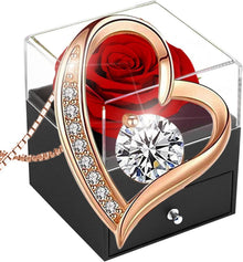 Ewige Rose Geschenkbox Rote Infinity Rosen 925 Silber Rosegold Damen