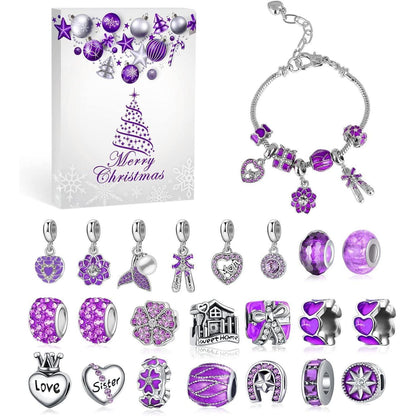 Lila Schmuck Adventskalender 2024 für Mädchen Herz