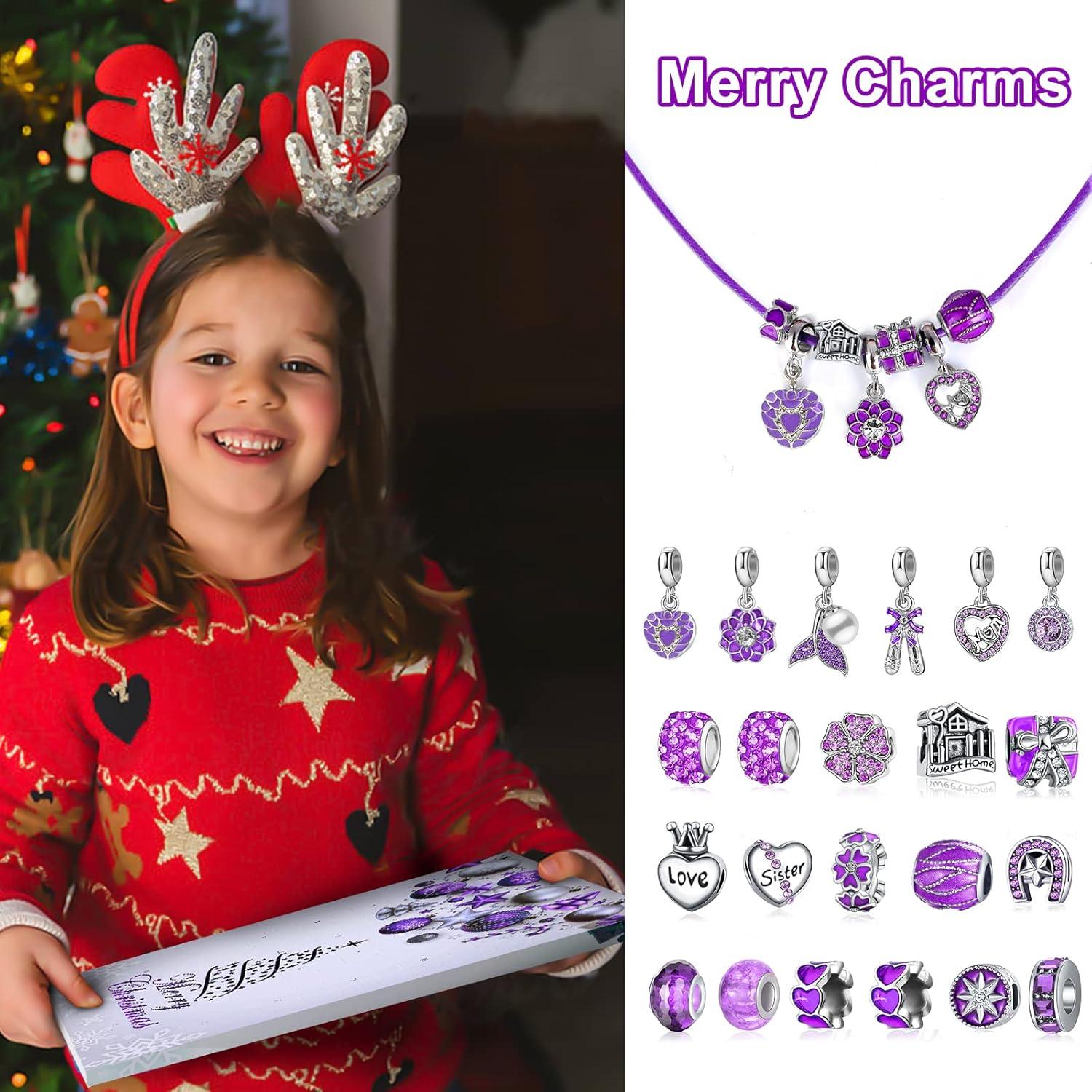 Lila Schmuck Adventskalender 2024 für Mädchen Herz
