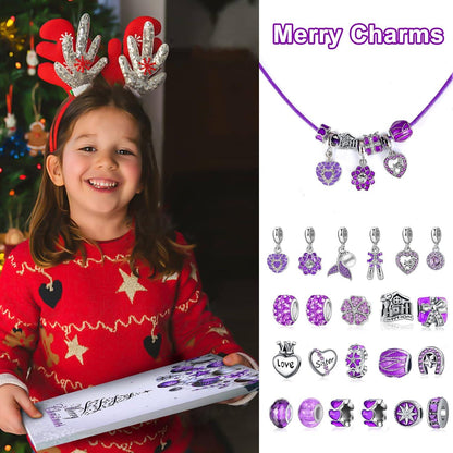 Lila Schmuck Adventskalender 2024 für Mädchen Herz