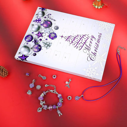 MJARTORIA Lila Herz Schmuck Adventskalender 2024 - DIY Perlen Set