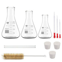 Labor Glas Erlenmeyerkolben Set mit Messzylinder und Pipetten