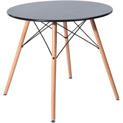 Rundes Esszimmer-Set Schwarz mit 4 skandinavischen Stühlen