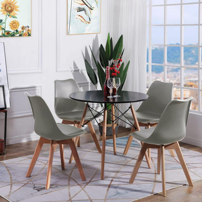 Rundes Esszimmer-Set mit 4 skandinavischen Stühlen Schwarz