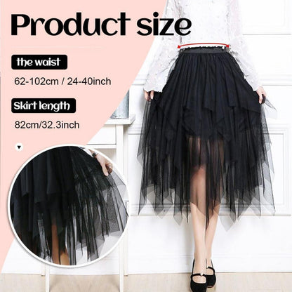 Tüllrock Damen lang, Vintage Kostüm Rock, elastische Taille