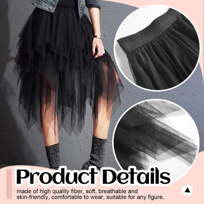Tüllrock Damen lang, Vintage Kostüm Rock, elastische Taille