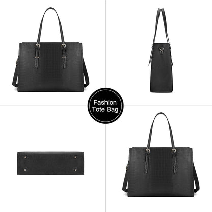 Lubardy Damen Handtasche Schwarz Groß 15.6 Zoll Laptop