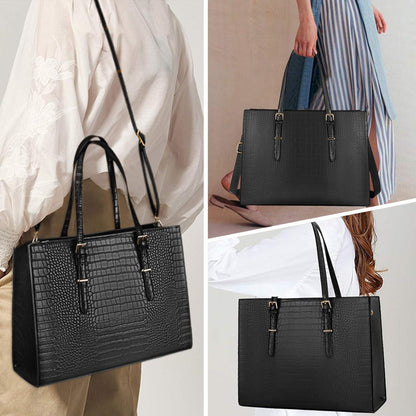 Lubardy Damen Handtasche Schwarz Groß 15.6 Zoll Laptop