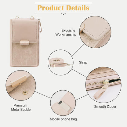 Damen PU Leder Umhängetasche Mini Crossbody Geldbörse Smartphone