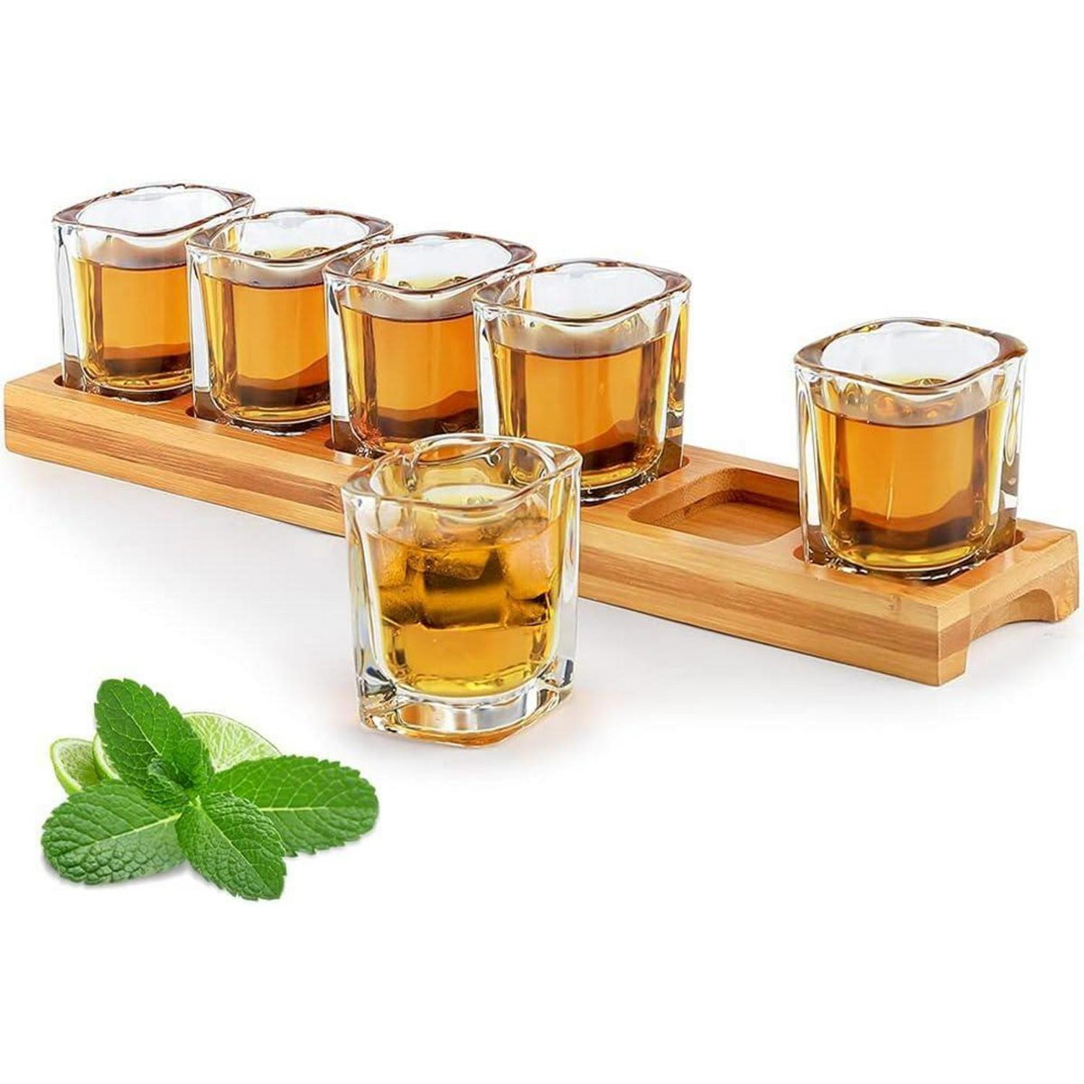 Schnapsgläser-Set 6er mit Servierbrett 60ml für Likör & Whisky