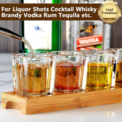 Schnapsgläser-Set 6er mit Servierbrett 60ml für Likör & Whisky