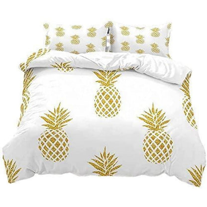 Tropischer Ananas Bettbezug Set 155x220cm - Luxus Mikrofaser