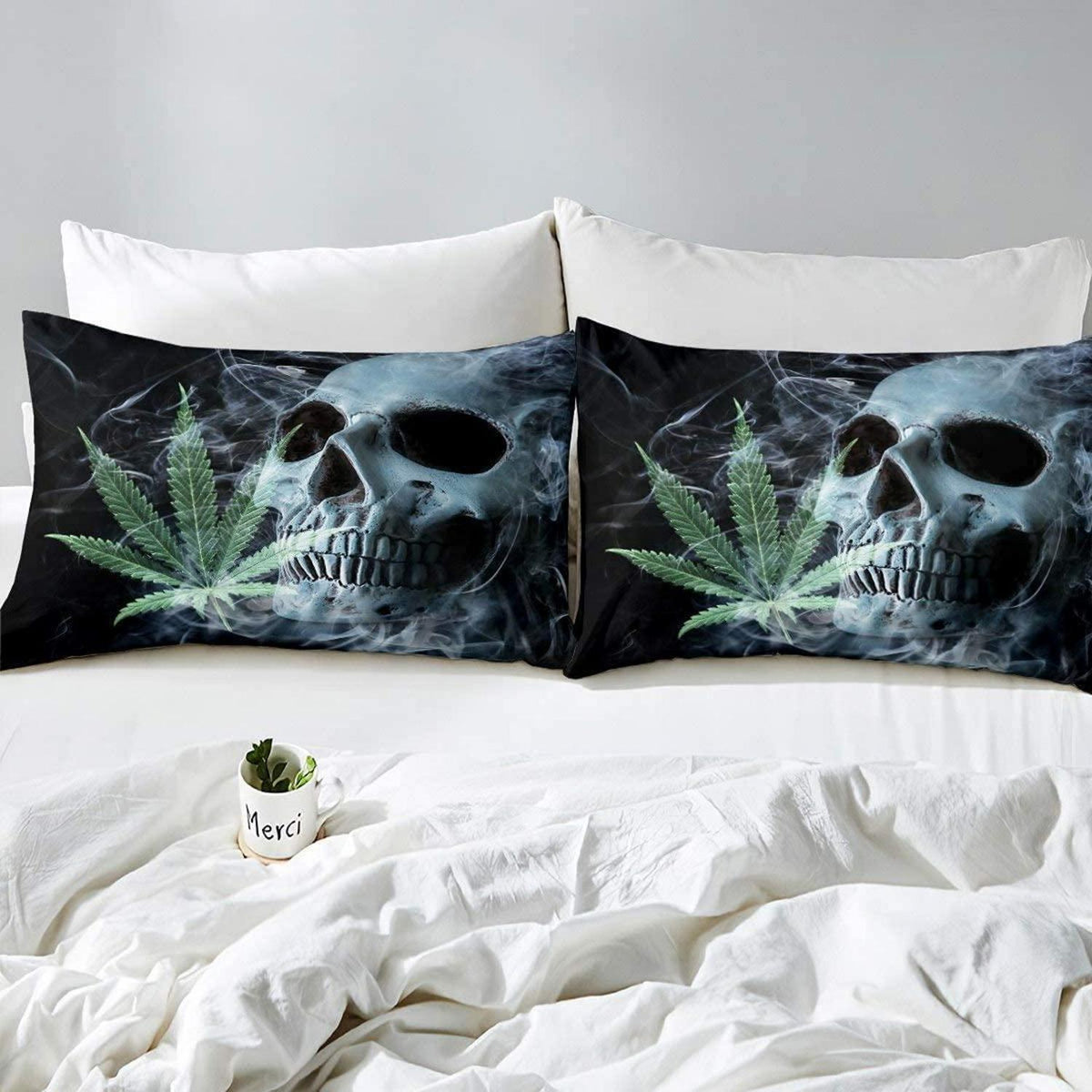Marihuana Blatt Bettwäsche Set – Gothic Schlafzimmer Kollektion