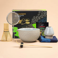 7-teiliges Japanisches Matcha-Tee-Set aus Bambus und Keramik