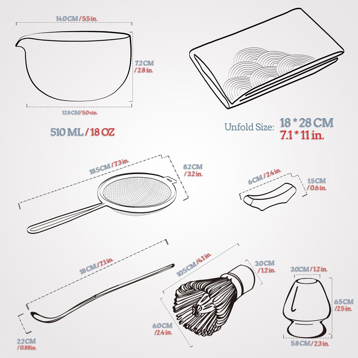 Japanisches Matcha-Tee-Set 7-teilig Bambus & Keramik
